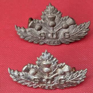 (Canada) The Stormont , Dundas & Glengarry - White Metal Collar Badges.