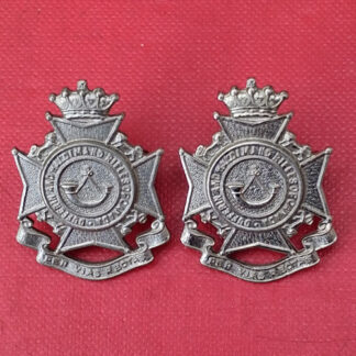(Canada) Dufferin & Haldimand Rifles Of Canada - White Metal Collar Badges.