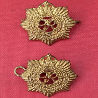(Canada) The Royal Canadian Army Service Corps - King's Crown Gilding Metal Collar Badges.