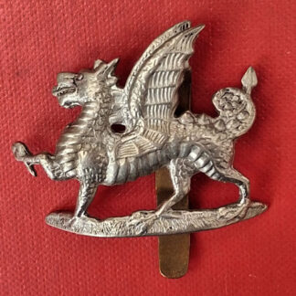 The Monmouthshire Regiment - White Metal Cap Badge.
