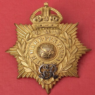 The Royal Marines Artillery Band  - King's Crown N.C.O's Gilt Helmet Plate.