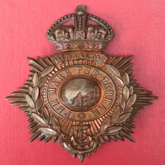 The Royal Marines Light Infantry - King's Crown Scarce (Circa  1902 - 05) Gilding Metal Helmet Plate.