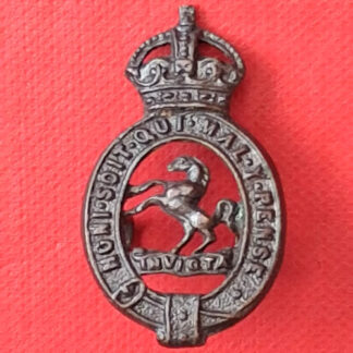 The Royal East Kent Yeomanry - King's Crown Blackened Collar Badge.