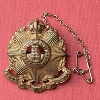 10th County Of London Battalion The London Regiment (Hackney) - King's Crown Brass Sweetheart Badge With Safety Chain.