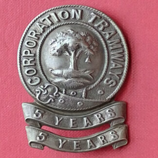 Glasgow Corporation Tramways - "Ten Year Service" White Metal Cap Badge.