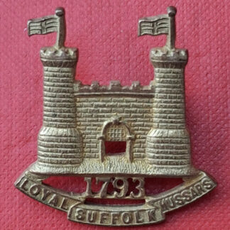 The Loyal Suffolk Hussars - Officers Gilt Metal Beret Badge.