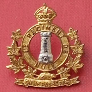 (Canada) The Regiment De Hull - King's Crown Officer's Silver & Gilt Cap Badge.
