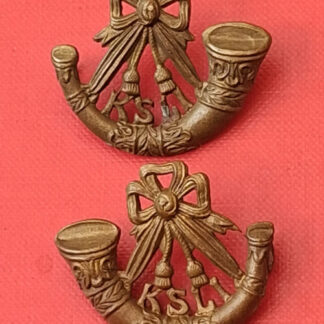 The King's Shropshire Light Infantry - Gilding Metal Collar Badges.