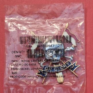 The Royal Lancers No 1 Dress Cap Badge - White Metal & Enamelled Cap Badge.