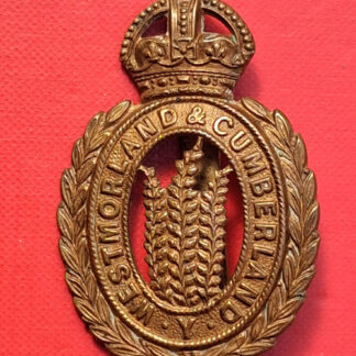 The Westmorland & Cumberland Yeomanry - King's Crown Gilding Metal Cap Badge.