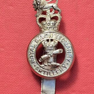 The Royal Devon Yeomanry Artillery - Queen's Crown Officer's Silver Plate Cap Badge.