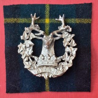 The Gordon Highlanders - White Metal "Staff" Cap Badge.