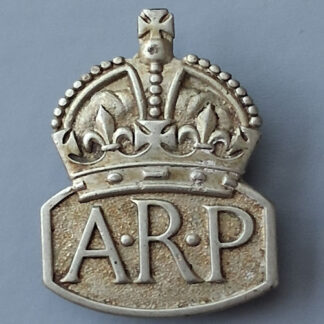 Air Raid Precautions - King's Crown White Metal Lapel Badge.