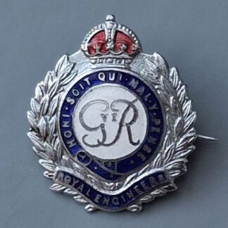 The Royal Engineers - King's Crown White Metal & Enamelled Sweetheart Badge.