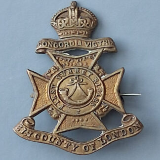 21st County Of London (1st Surrey Rifles) - King's Crown Sweetheart Badge.