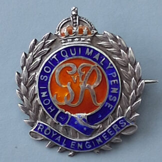 The Royal Engineers - King's Crown Sterling Silver & Enamelled Sweetheart Badge.