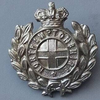1st Volunteer Battalion The Northamptonshire Regiment - Queen Victoria's Crown White Metal Collar Badge.
