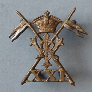 The 21st Lancers - Queen Victoria's Crown Bi Metal Collar Badge.