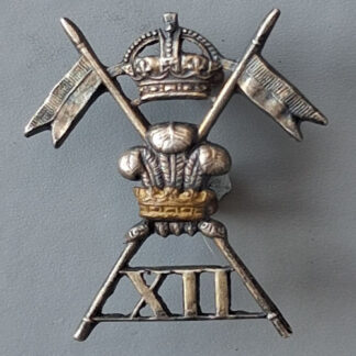The 12th Lancers - King's Crown Officer's Silver & Gilt Collar Badge.