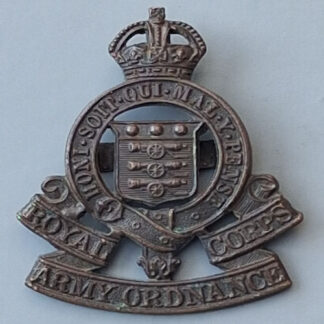 The Royal Army Ordnance Corps - King's Crown Officer's Service Dress Cap Badge.