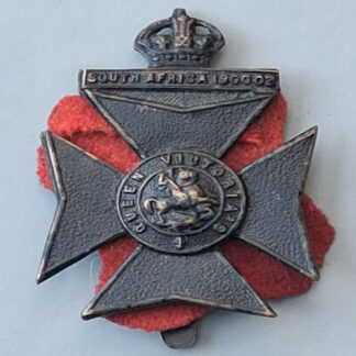 9th County of London Battalion Queen Victoria's Rifles - King's Crown Blackened Brass Cap Badge.