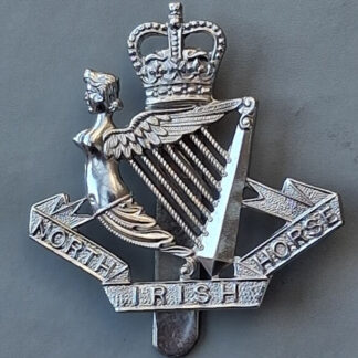 The North Irish Horse - Queen's Crown Chromed Cap Badge.