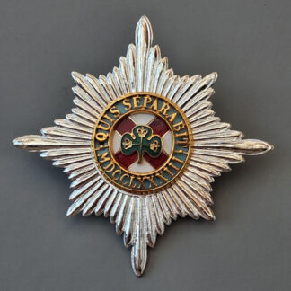 The Irish Guards - Sergeants White Metal Gilt & Enamelled Pipers Cap Badge.