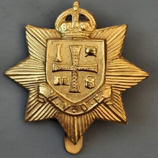 The Wolverhampton Volunteer Defence Force (VTC) - King's Crown Gilding Metal Cap Badge.