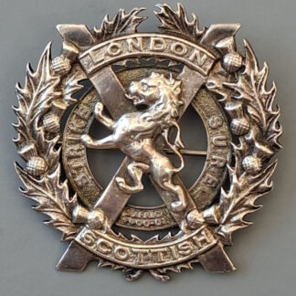The London Scottish - Officer's Hallmarked Silver Cap Badge.