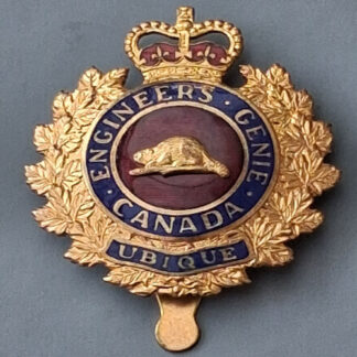(Canada) The Royal Canadian Engineers - Queen's Crown Enamelled Cap Badge.