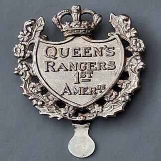(Canada) The Queen's Rangers 1st Americans - Queen's Crown White Metal Cap Badge.