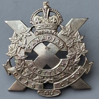 (Canada) The Canadian Scottish - King's Crown White Metal Cap Badge.