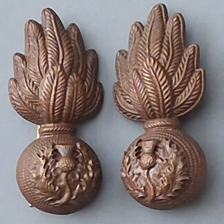 The Royal Scots Fusiliers - Officer's Service Dress Bronzed Collar Badges.