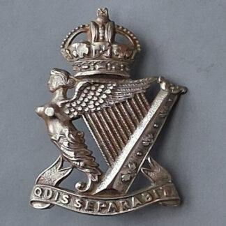The Royal Ulster Rifles - King's Crown White Metal Cap Badge.