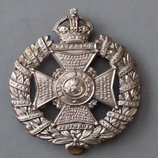 The Rifle Brigade - King's Crown White Metal Cap Badge.