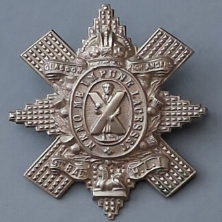 The Glasgow Highlanders 9th Battalion The Highland Light Infantry - King's Crown White Metal Cap Badge.