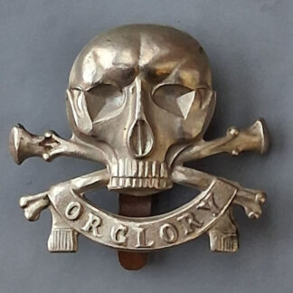 The 17th Lancers - White Metal "Motto" Cap Badge.