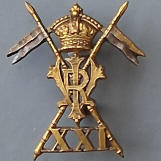 The 21st Lancers - Queen Victoria's Crown Bi Metal Collar Badge.