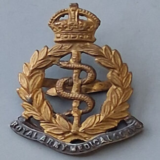 The Royal Army Medical Corps - King's Crown Silver & Gilt Officer's Cap Badge.