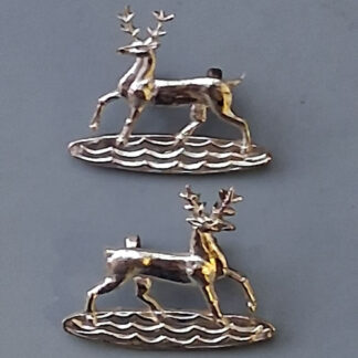 The Bedfordhire Regiment - Officer's Silver Plate Collar Badges.