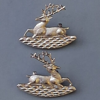 The Bedfordshire Territorials - Officer's Silver Plate Collar Badges.