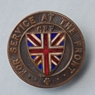 (Canada) C.E.F "For Services At The Front" - Enamelled Bronzed  Lapel Badge.