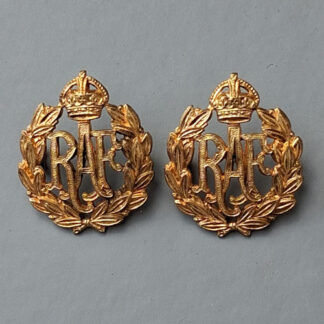 The Royal Air Force - King's Crown Gilding Metal Collar Badges.