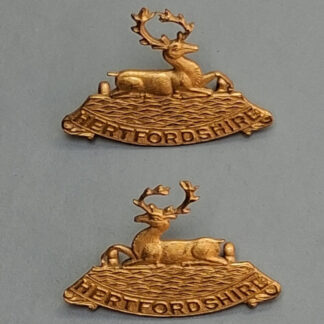 The Hertfordshire Regiment - Oficer's Gilt Collar Badges.