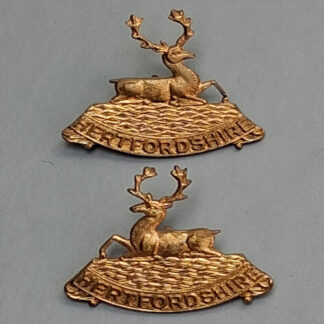 The Hertfordshire Regiment - Other Rank's Gilding Metal Collar Badges.