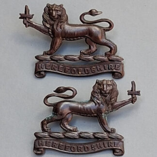 The Herefordshire Light Infantry - Officer's Bronzed Service Dress Collar Badges.