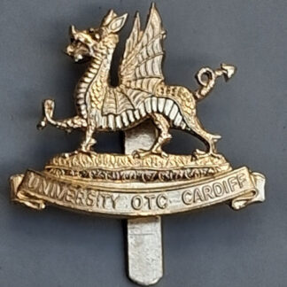 The University Of Cardiff O.T.C - Gold Anodised Cap Badge.