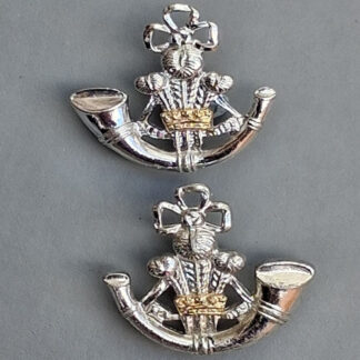 The Leeds Rifles - Gold & Silver Anodised Collar Badges.