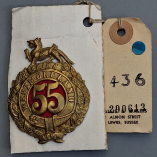 55th (Westmorland) Regiment Of Foot - Victorian O.R's Brass Glengarry Badge Circa 1874 - 1881.