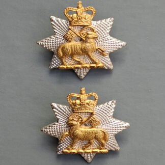 The Queen's Royal Surrey Regiment (T.A) - Queen's Crown Officer's Silver & Gilt Collar Badges.